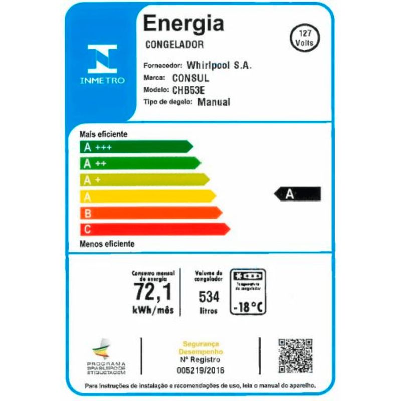 freezer horizontal consul 534 litros 2 portas 127v branco chb53eb