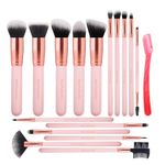 kit pincéis de maquiagem real perfection 16 peças rosa a-bi