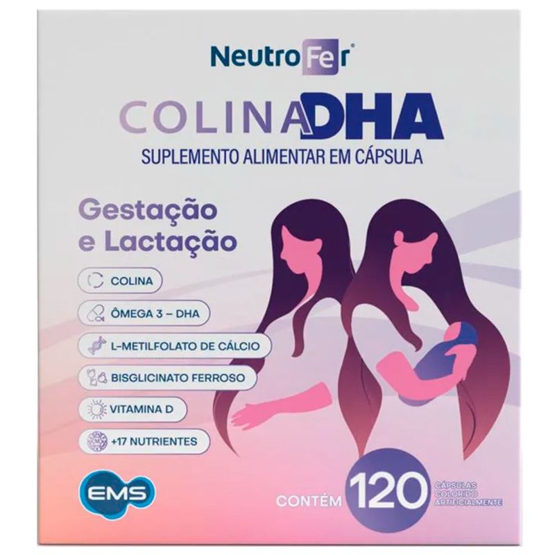 polivitamínico neutrofer colina dha 120 cápsulas moles gestantes e lactantes ems