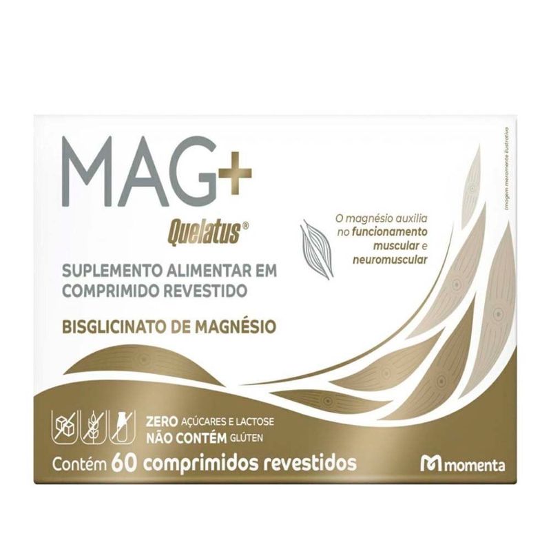 mag+ quelatus bisglicinato de magnésio 60 comprimidos revestidos momenta