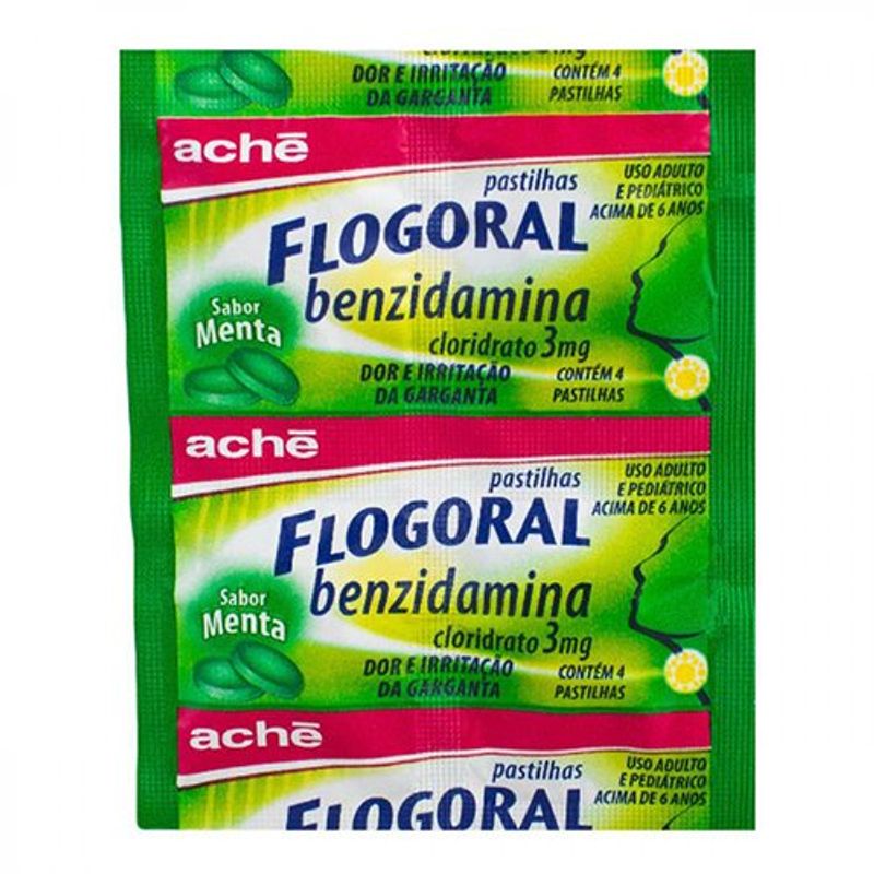 flogoral 4 pastilhas com sabor menta