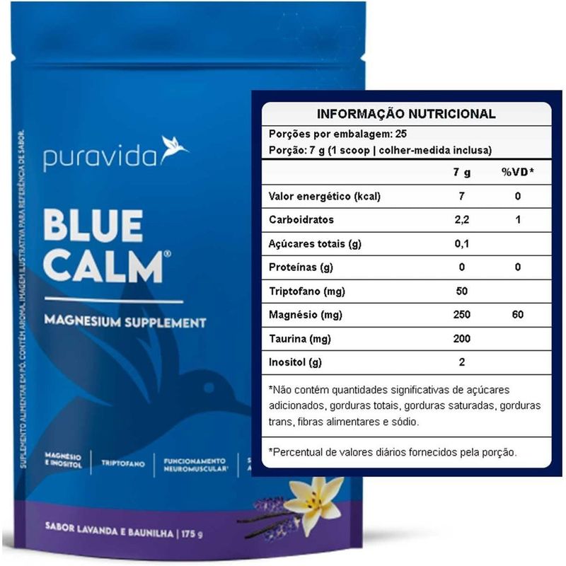 suplemento blue calm puravida baunilha e lavanda 175g