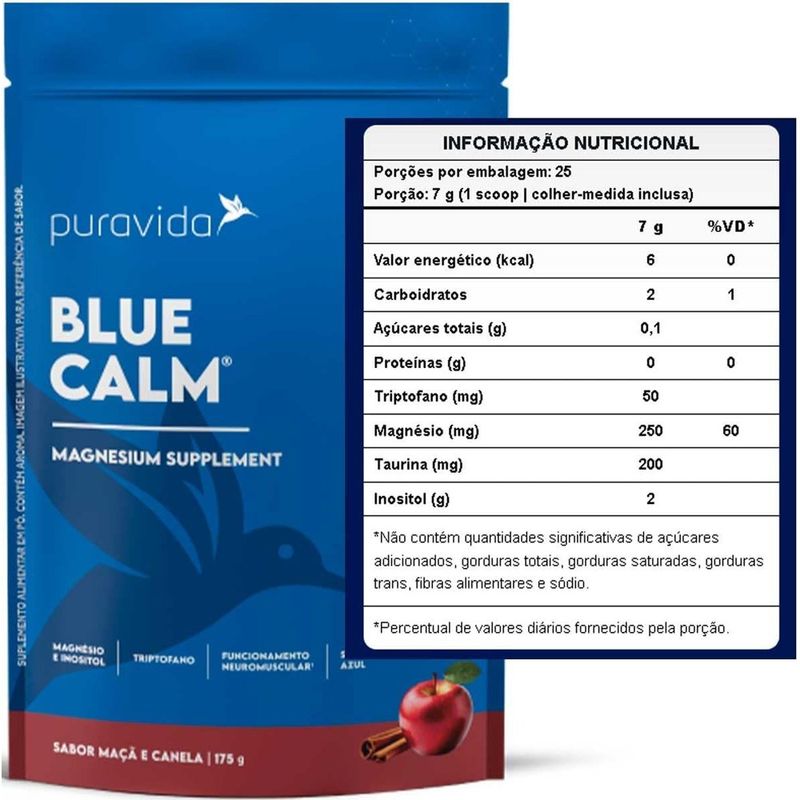 suplemento blue calm puravida maçã e canela 175g