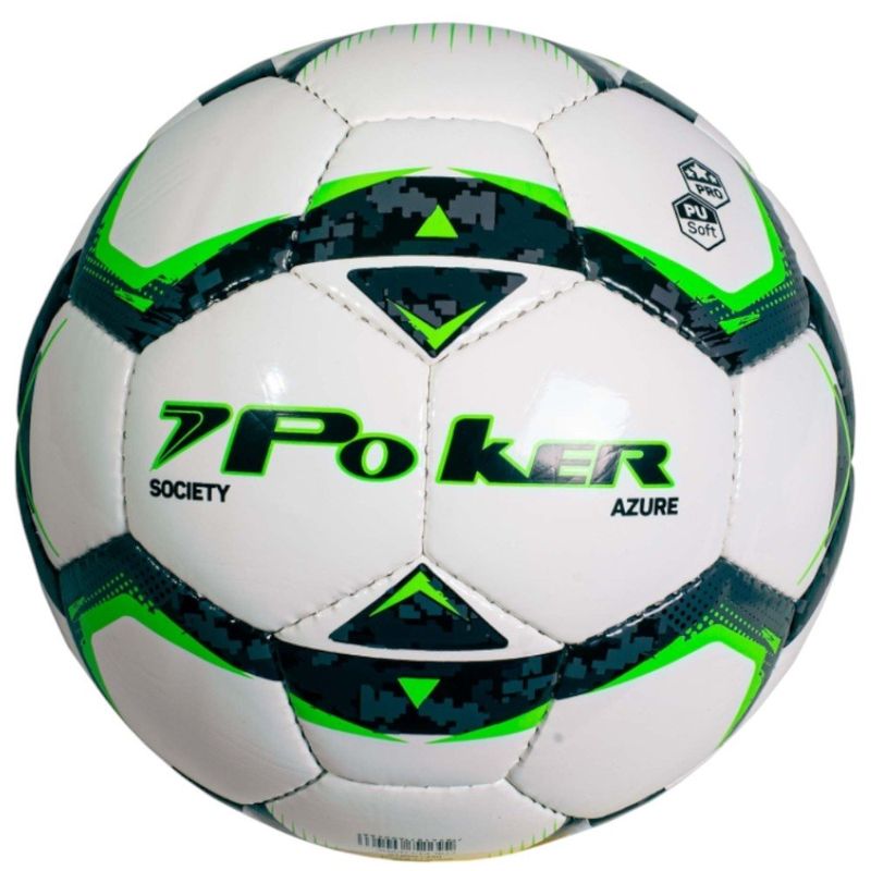 bola de futebol society poker azure 32 gomos pvc branco verde (mp)