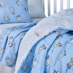 jogo de cama berço teka 4 peças ninar menino azul (mp)