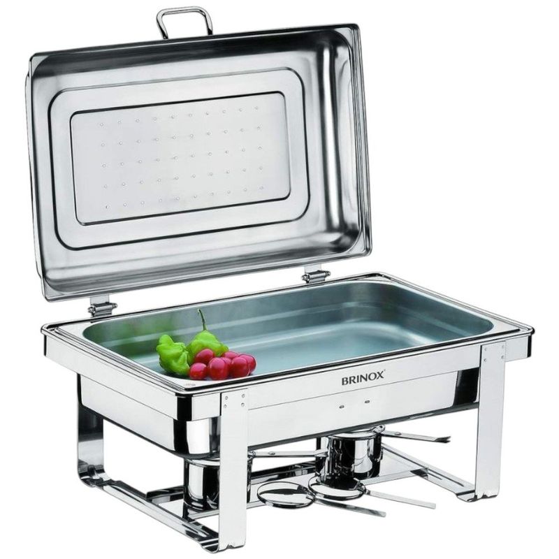 rechaud retangular brinox com fogareiro 1 cuba (mp)