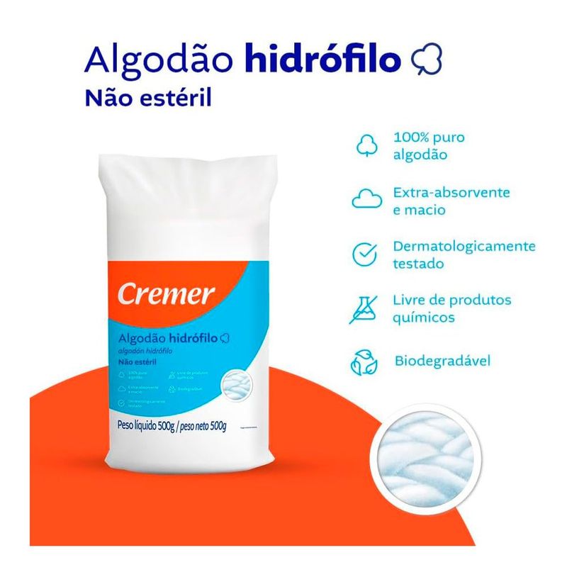 cremer algodao rolo delicato pacote 500g