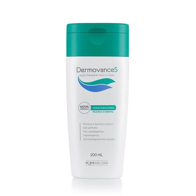 loção hidratante dermovances face e corpo pele seca 200ml