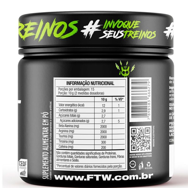diabo verde insano pre-workout ftw sabor frutas amarelas 150g