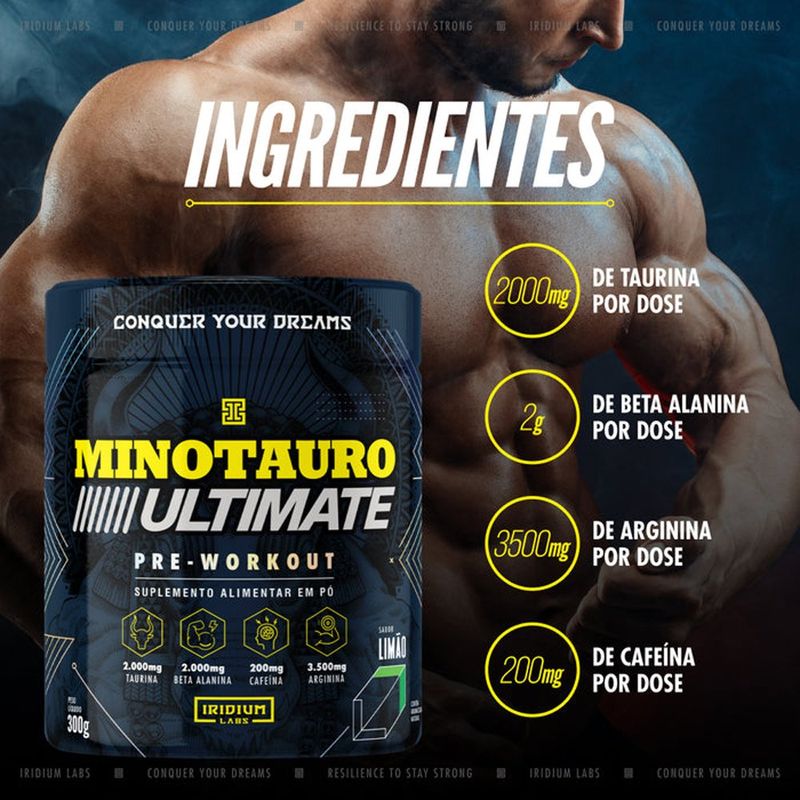 minotauro ultimate pré-workout iridium sabor limão 300g