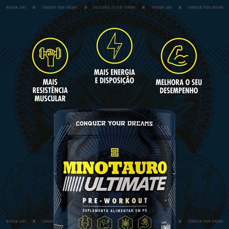 minotauro ultimate pré-workout iridium sabor limão 300g