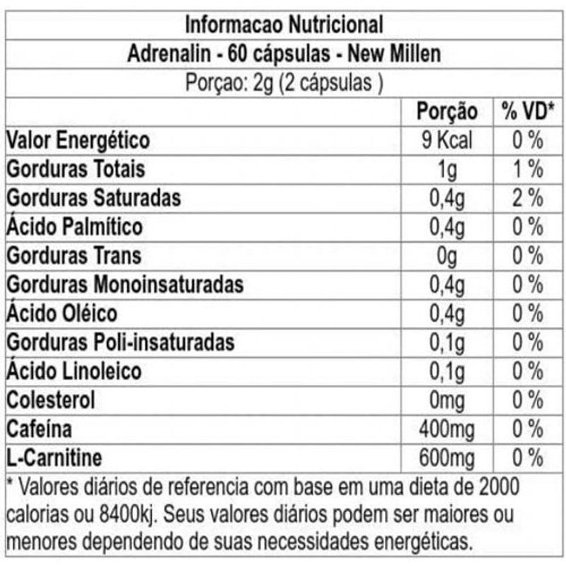 suplemento adrenalin new millen 60 cáps