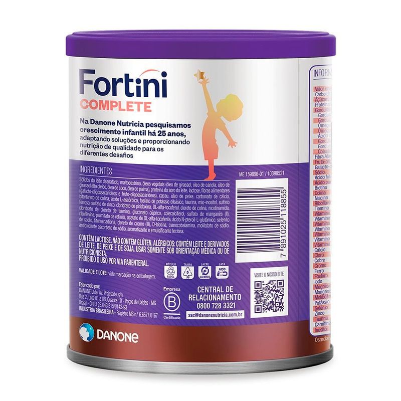 formula infantil fortini complete chocolate 800g