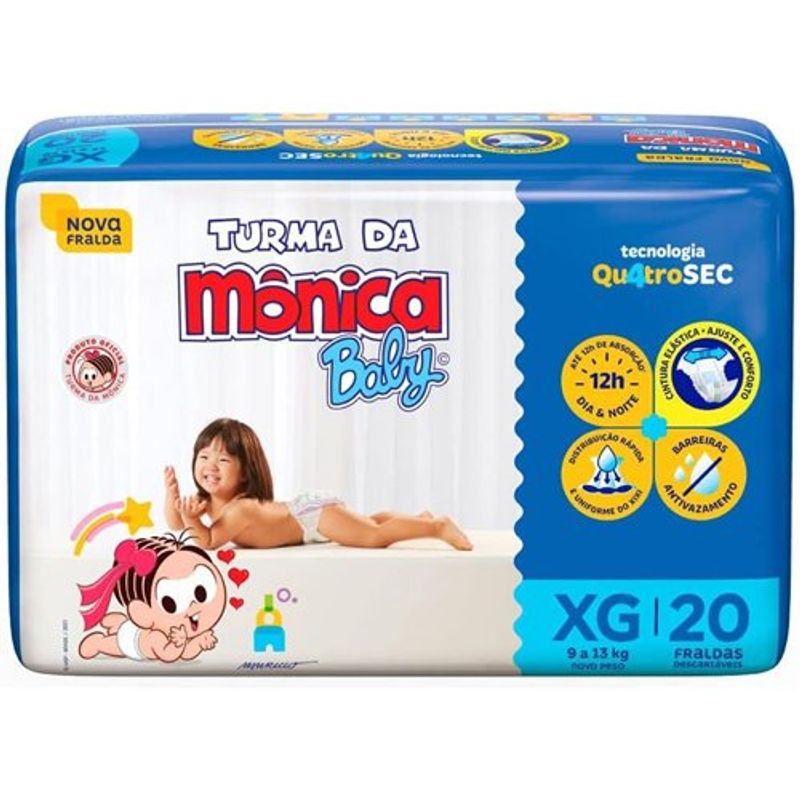 fralda turma da mônica jumbo xg 20 unidades