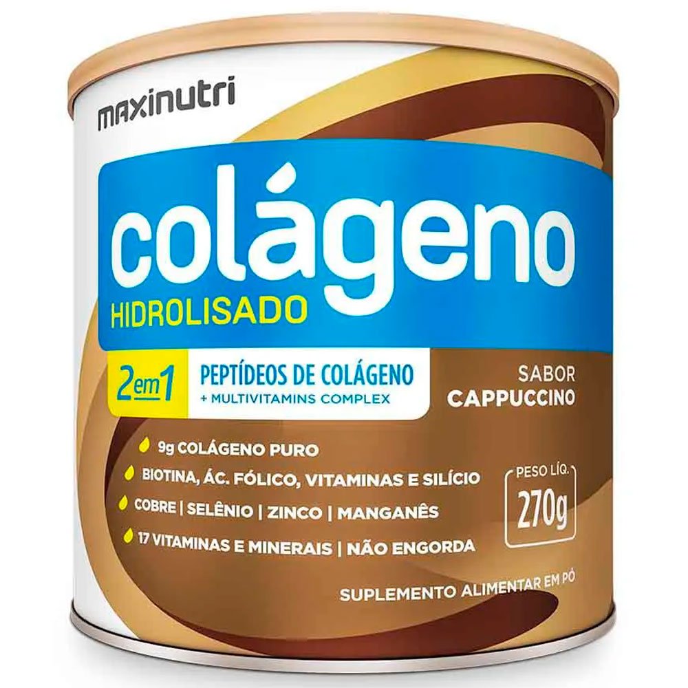 Colágeno Hidrolisado 2em1 Maxinutri Sabor Cappuccino 270g