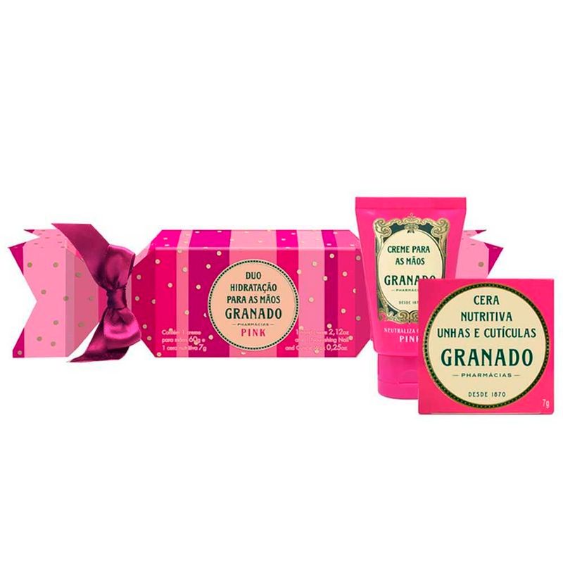 kit duo hidratação para as mãos pink granado creme + cera nutritiva