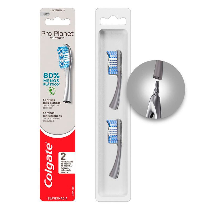 escova dental colgate pro planet refil 2 unidades