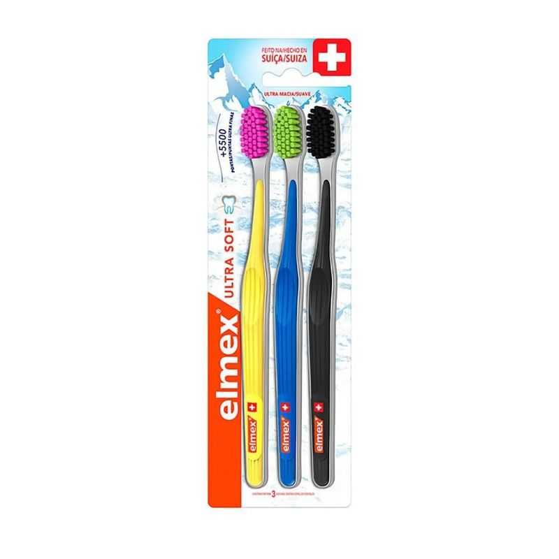 escova dental elmex ultra soft pack com 3