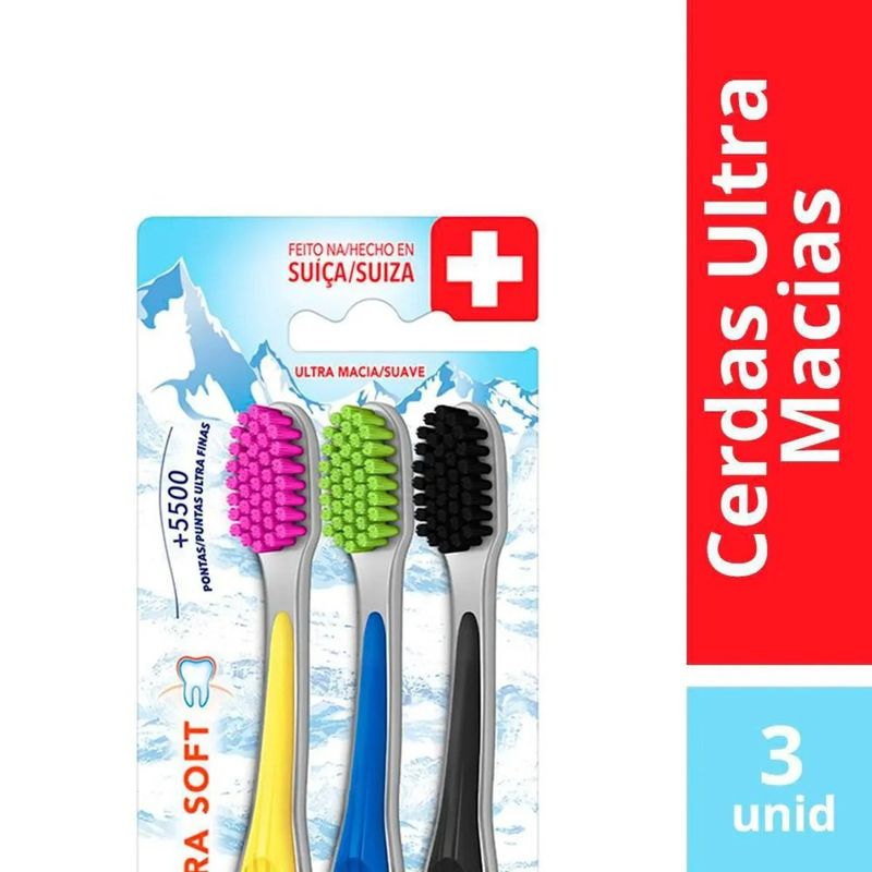 escova dental elmex ultra soft pack com 3