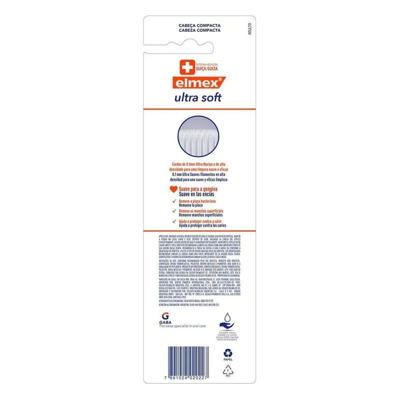 escova dental elmex ultra soft pack com 3