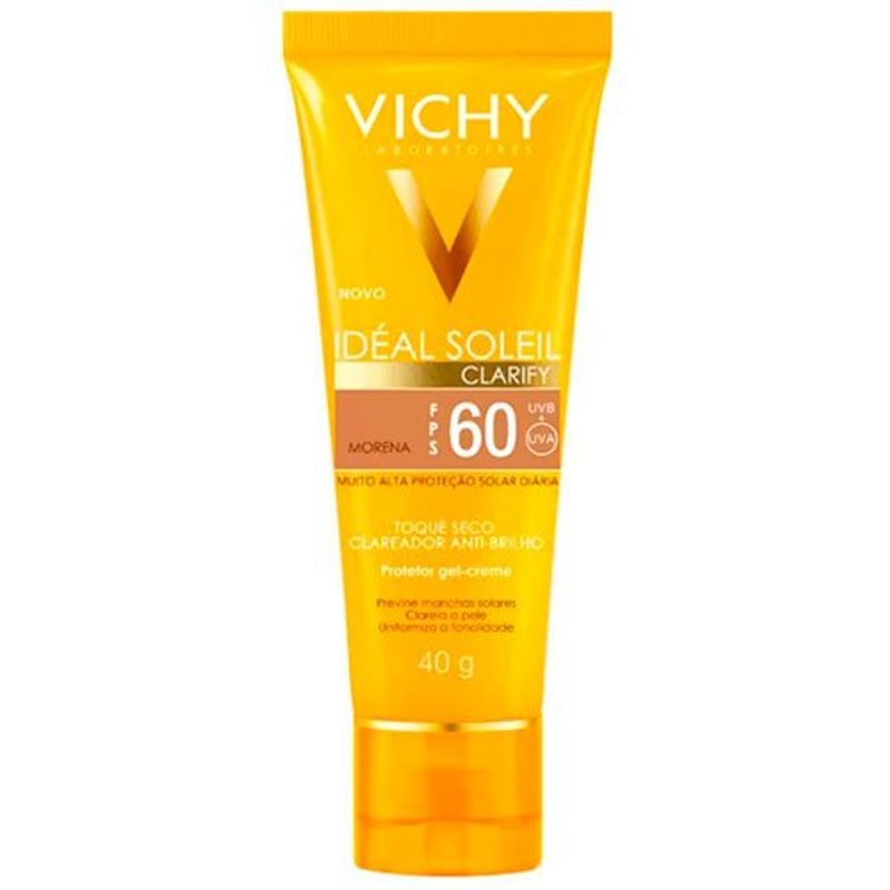 protetor solar facial vichy idéal soleil clarify morena fps60 40g