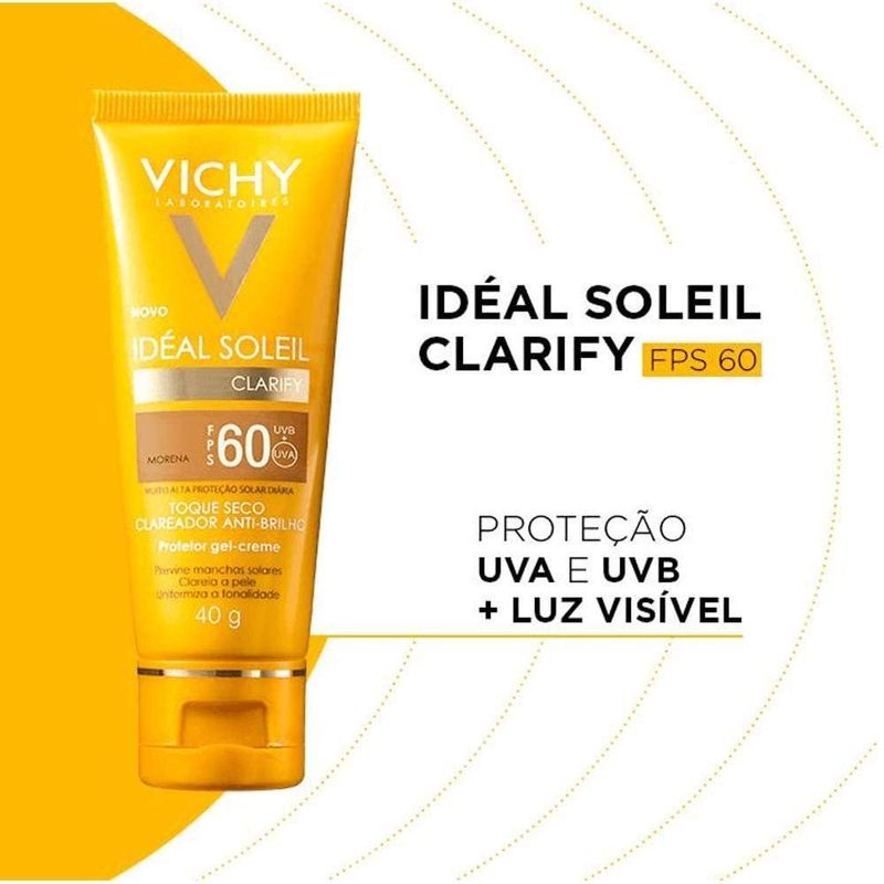 protetor solar facial vichy idéal soleil clarify morena fps60 40g