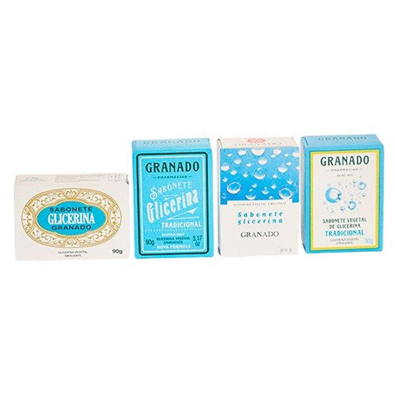 kit granado 4 sabonetes em barra glicerina tradicional 360g
