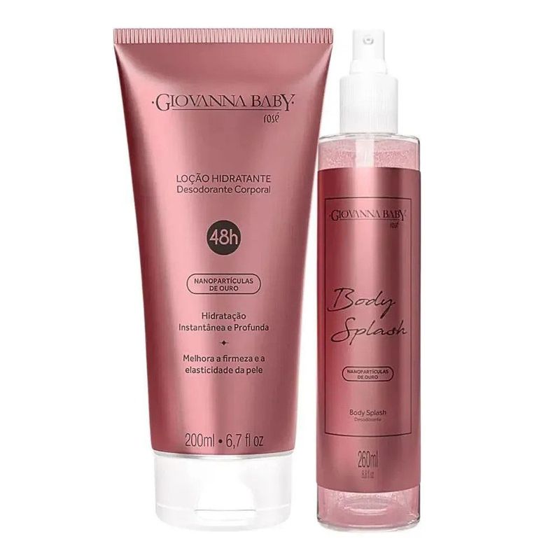 kit giovanna baby body splash rose 260ml + hidratante 200ml