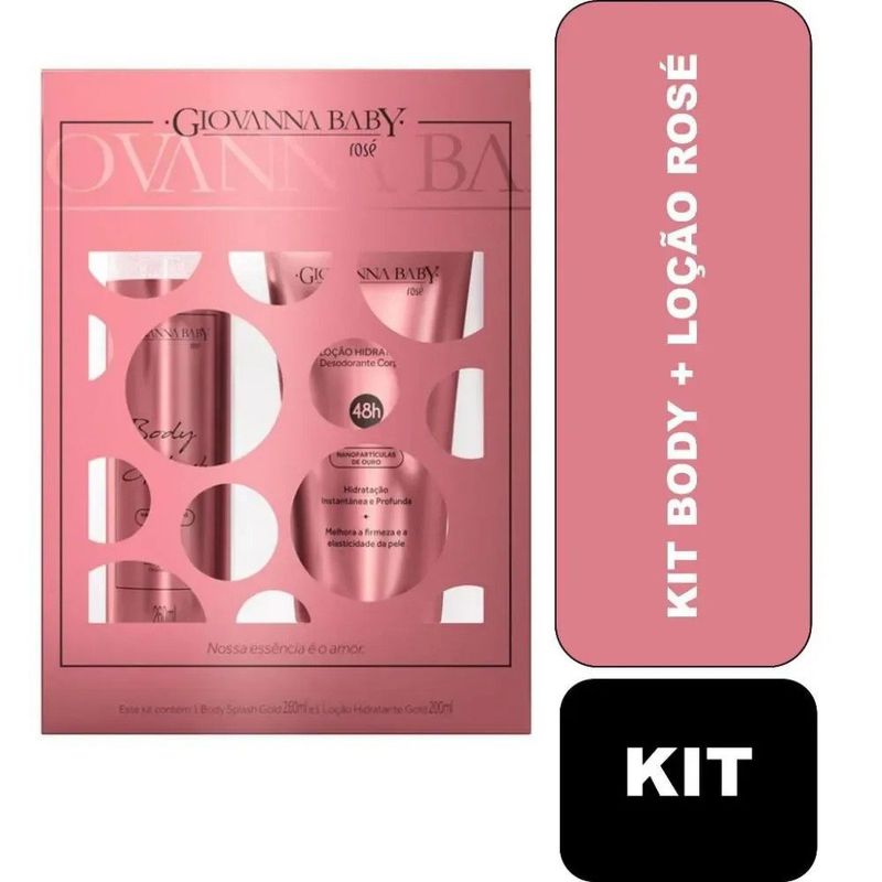 kit giovanna baby body splash rose 260ml + hidratante 200ml