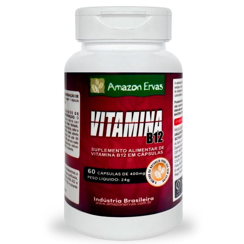 suplemento alimentar amazon ervas vitamina b12 60 cápsulas 400g
