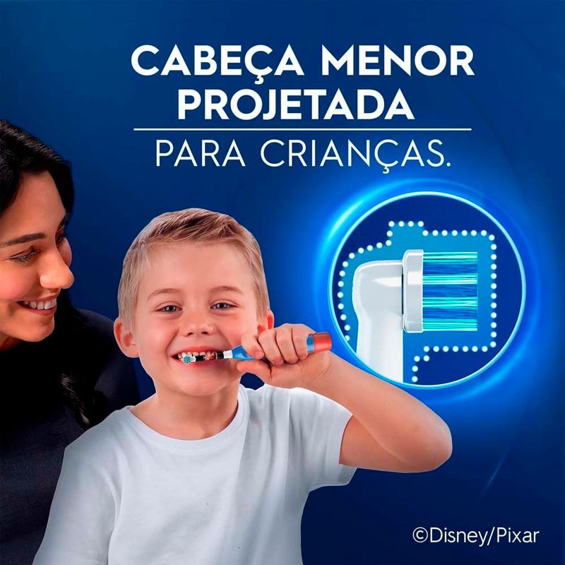escova de dente elétrica infantil oral-b macia 3+ anos disney pixar carros + 2 pilhas aa
