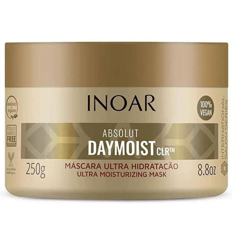 máscara de reparação cabelo danificado inoar absolut daymoist clr 250ml
