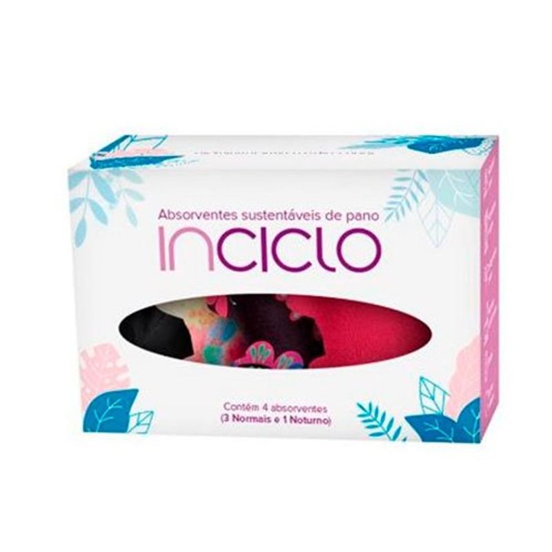 kit absorvente 4 unidades 1 noturno 3 normais cores sortidas