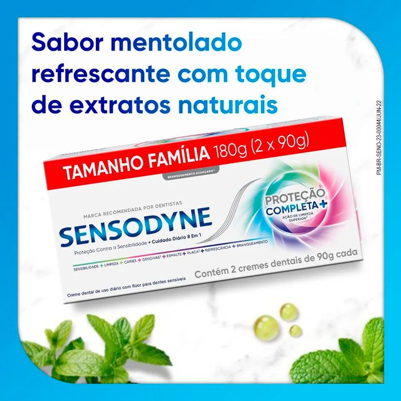 kit creme dental sensodyne proteção completa+ 2 unidades 90g cada