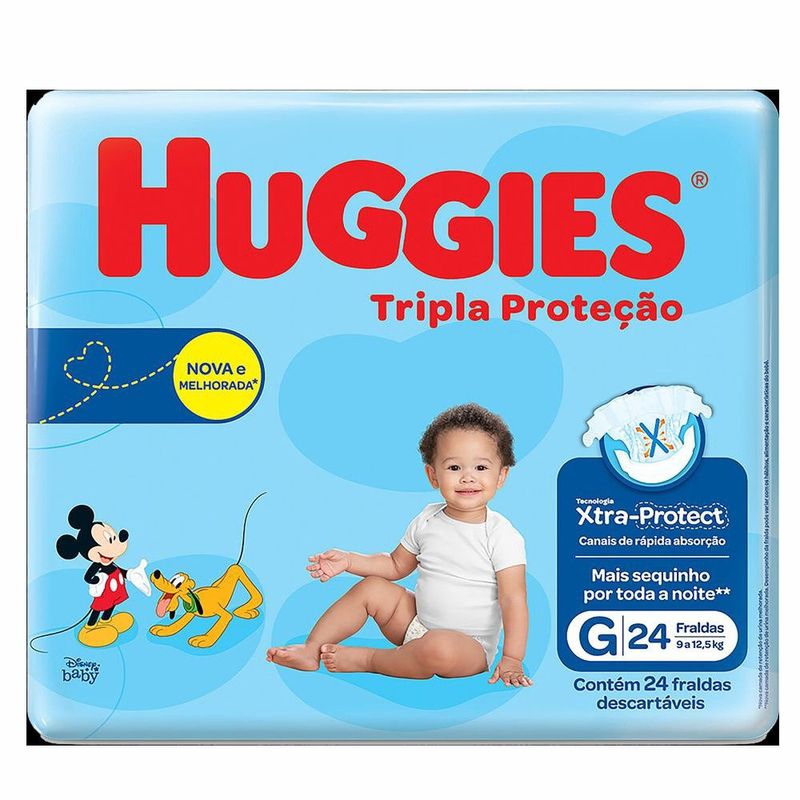 fralda descartável huggies tripla proteção jumbo g 24 unidades