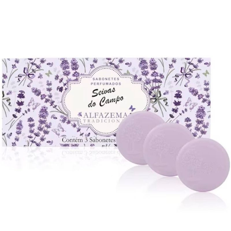 kit sabonetes seivas do campo alfazema tradicional 3 unidades 90g