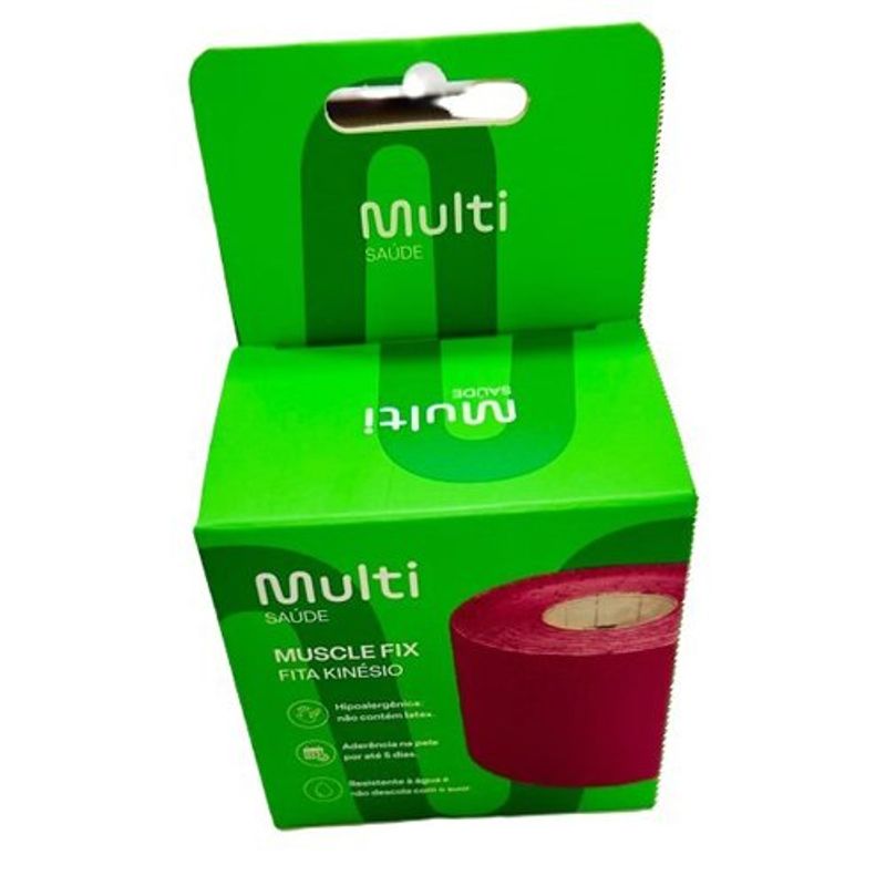 fita kinesio rolo 5cm x 5m rosa multi saude