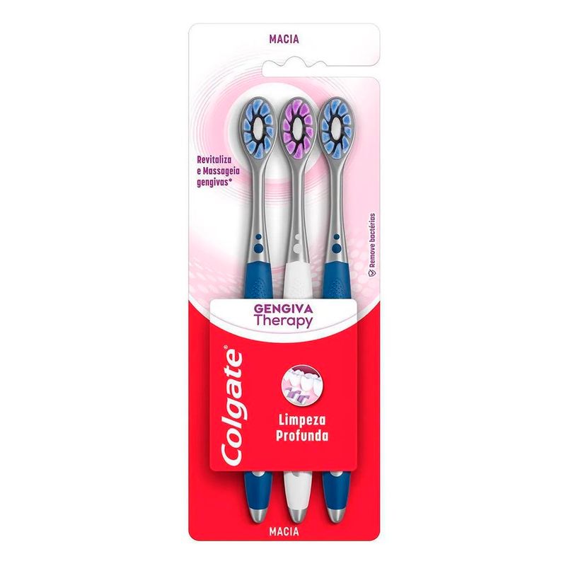 escova dental colgate gengiva therapy macia 3 unidades