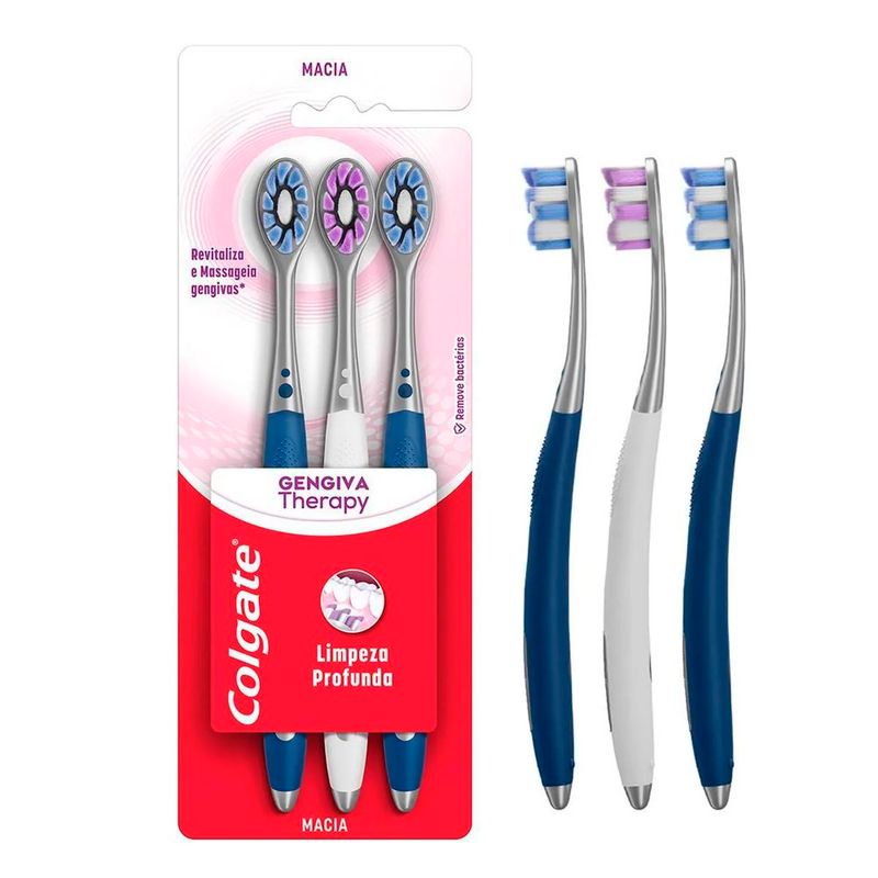escova dental colgate gengiva therapy macia 3 unidades