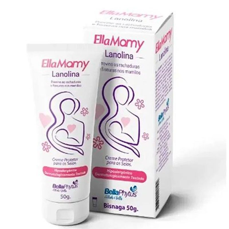 creme protetor para os seios de lanolina ellamamy 50g bellaphytus