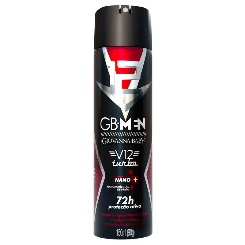 desodorante antitranspirante aerosol giovanna baby men v12 turbo 150ml
