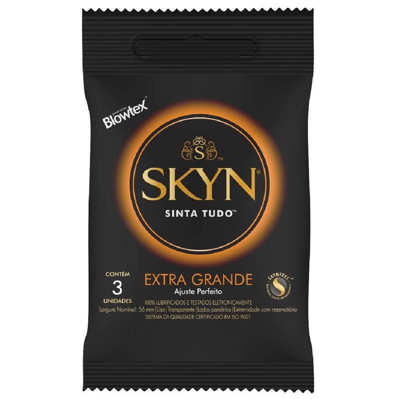 preservativo lubrificado blowtex skyn sachê extra grande 3 unidades