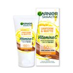 protetor solar hidratante facial garnier uniform & matte vitamina c fps50 cor negra 40g