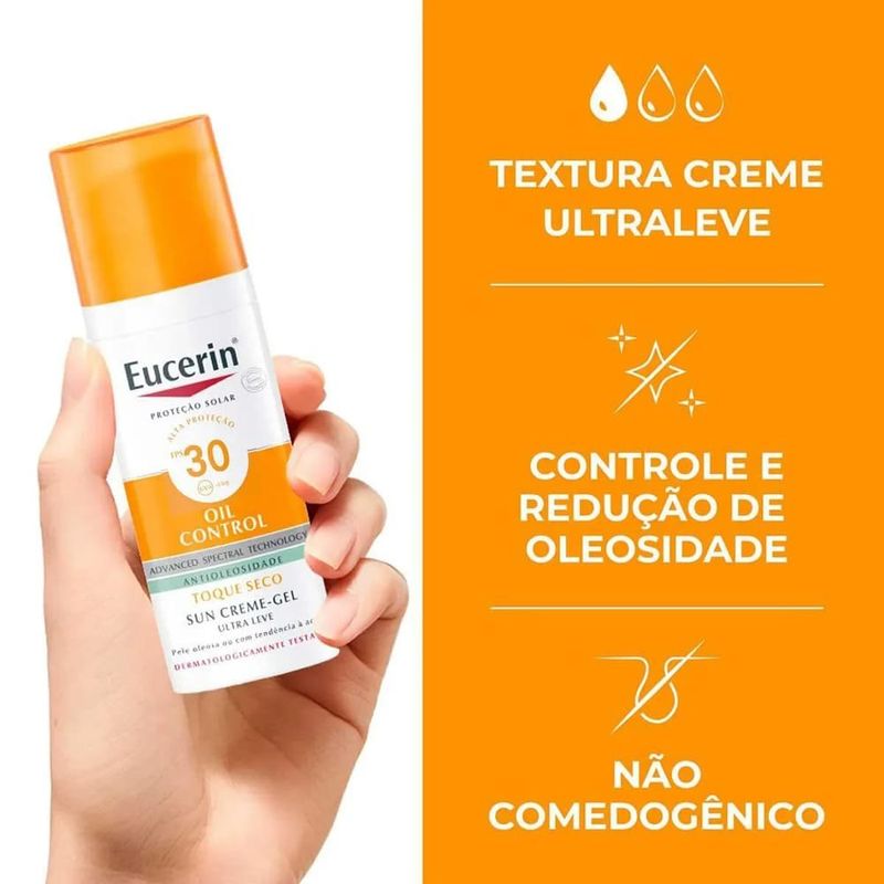 protetor solar facial eucerin fps 30 oil control creme-gel antioleosidade 50ml