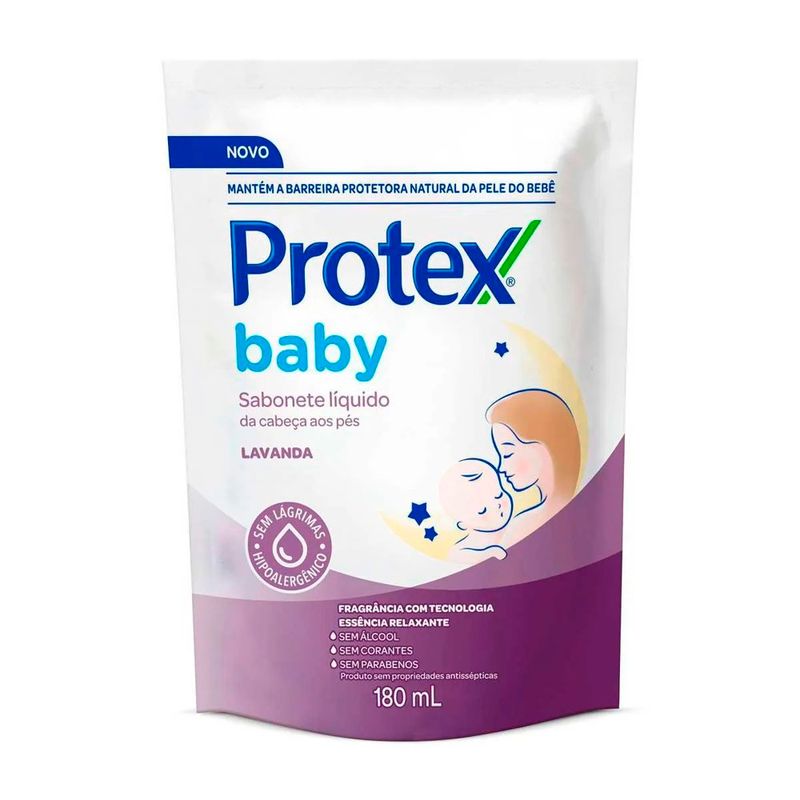 refil sabonete líquido infantil protex baby da cabeça aos pés lavanda 180ml