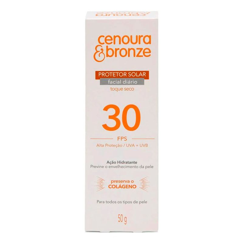 protetor solar facial cenoura & bronze fps 30 toque seco 50g