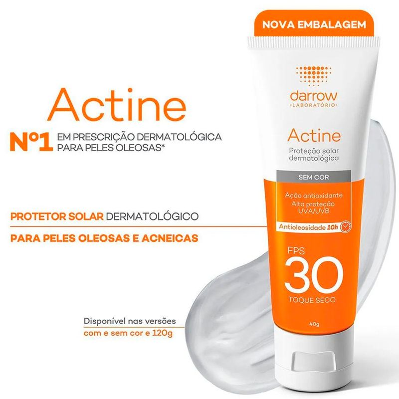 protetor solar facial darrow actine fps30 sem cor 40g