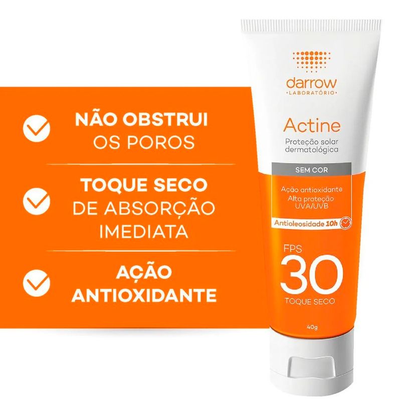 protetor solar facial darrow actine fps30 sem cor 40g