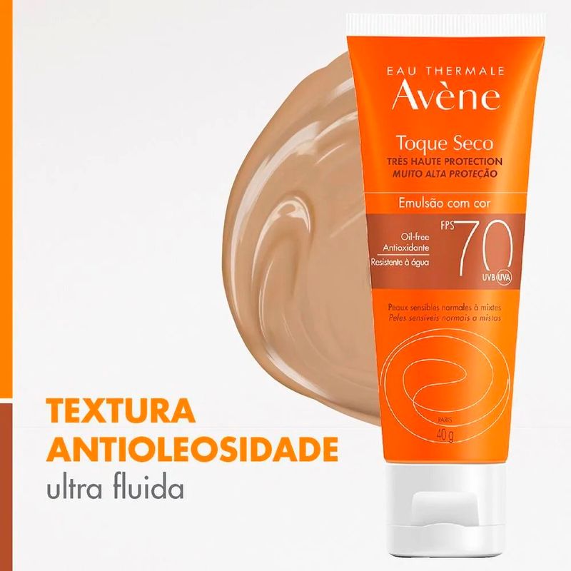 protetor solar facial avène fps70 toque seco color 40g