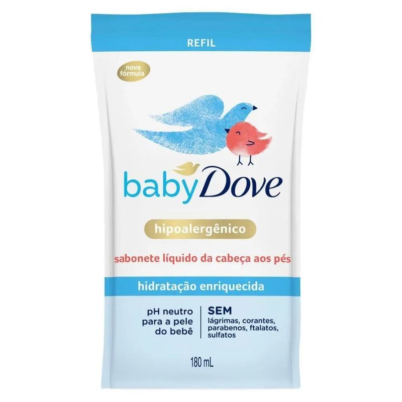 refil sabonete líquido baby dove hidratação enriquecida 180ml